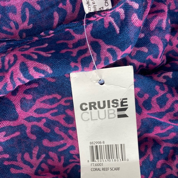 *NWT* Cruise Club Coral Reef Navy & Pink Scarf Shawl Nautical Coastal Vacation - Picture 7 of 7